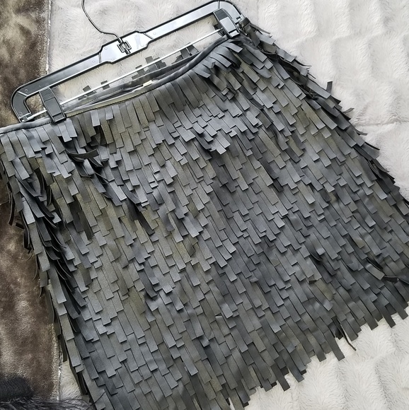 Max Studio faux leather fringe skirt - Picture 1 of 2